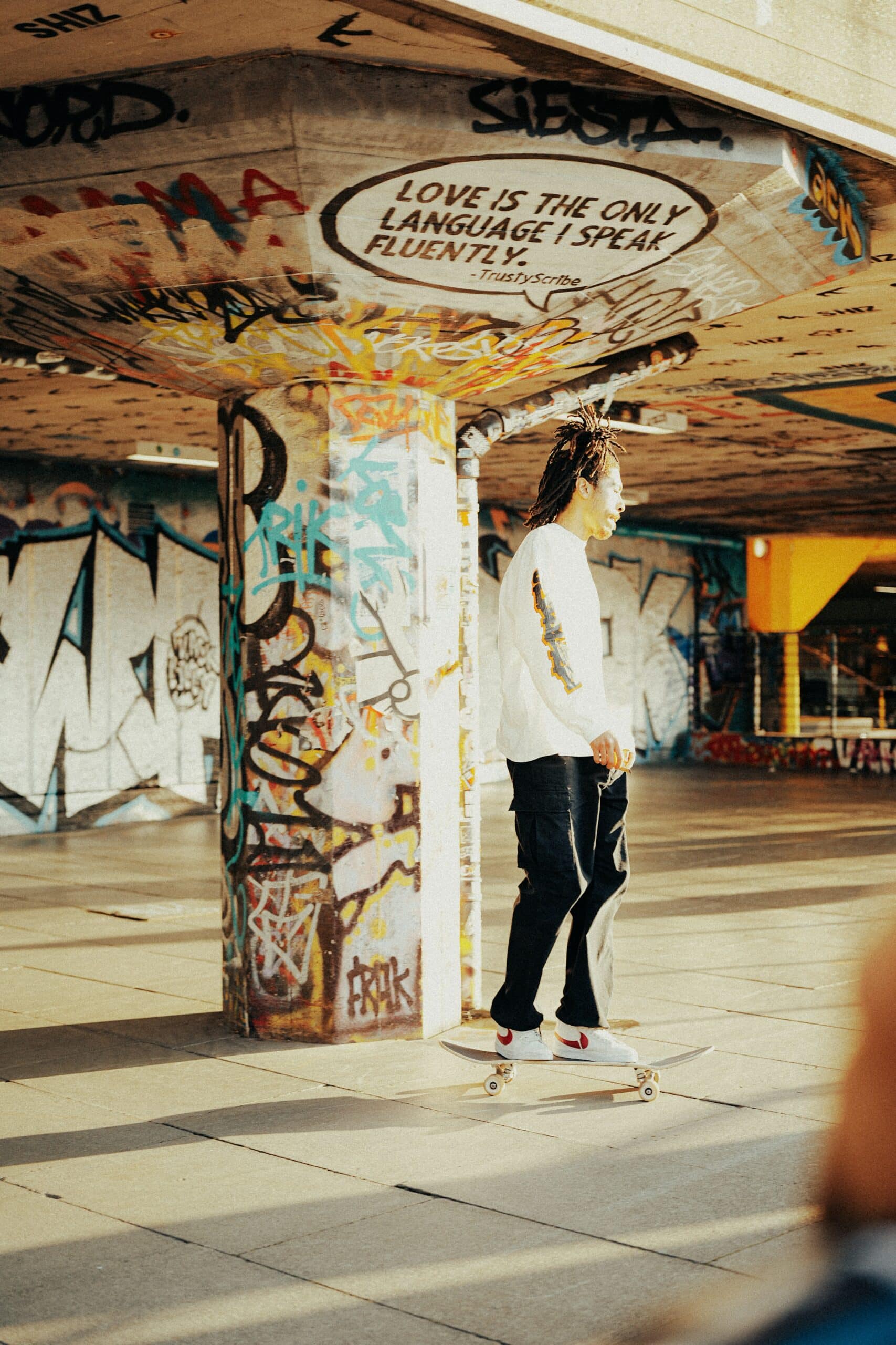 man on his skateboard at a skatepark